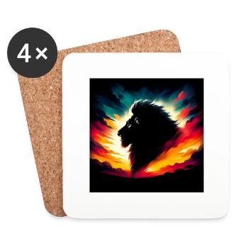 Silhouette Lion - Coasters (set of 4) - white - Front