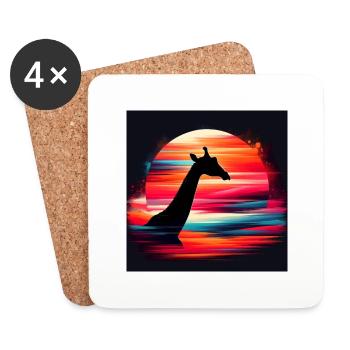 Silhouette Girafe - Dessous de verre (lot de 4) - blanc - Devant