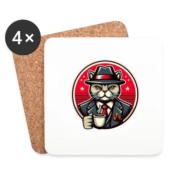 cat mafia - Dessous de verre (lot de 4) - blanc - Devant