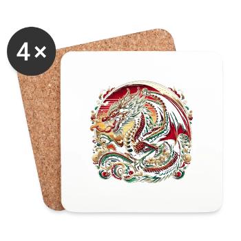 Crimson Crest Dragon - Coasters (set of 4) - white - Front