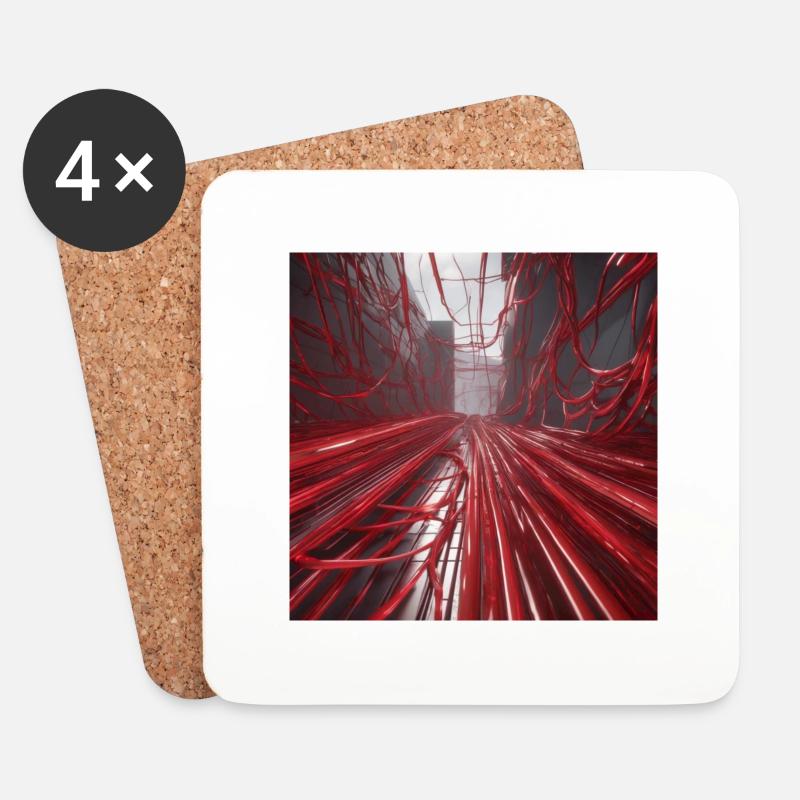 Red Wires - Coasters (set of 4) - white
