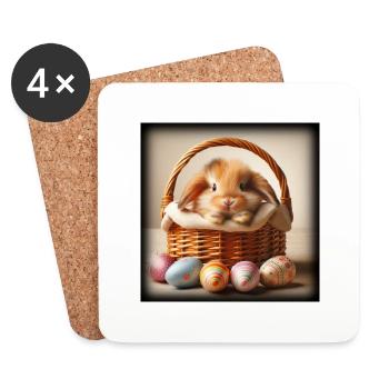ein süßer hase in einem Korb - Untersetzer (4er-Set) - Weiß - Vorne