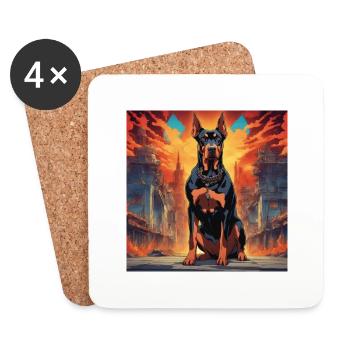 Doberman from Hell - Coasters (set of 4) - white - Front