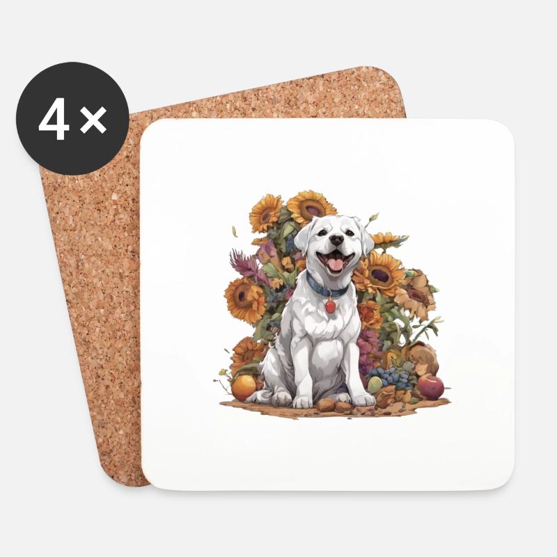 cute dog dog anime design - Untersetzer (4er-Set) - Weiß