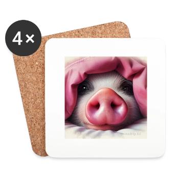 J’avais du cochon .... J’adore les cochons - Dessous de verre (lot de 4) - blanc - Devant