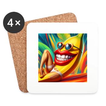 BANANE DRAGUEUSE - Dessous de verre (lot de 4) - blanc - Devant