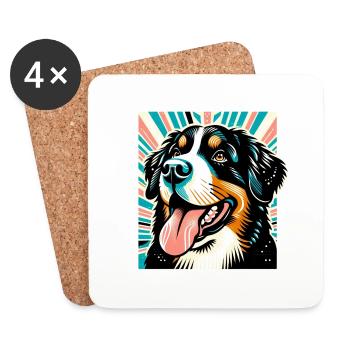 Bernasennenhund Risographie Vektorstyle - Untersetzer (4er-Set) - Weiß - Vorne