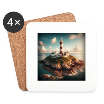 Ein Leuchtturm auf einer abgelegenen Insel - Untersetzer (4er-Set) - Weiß - Vorne