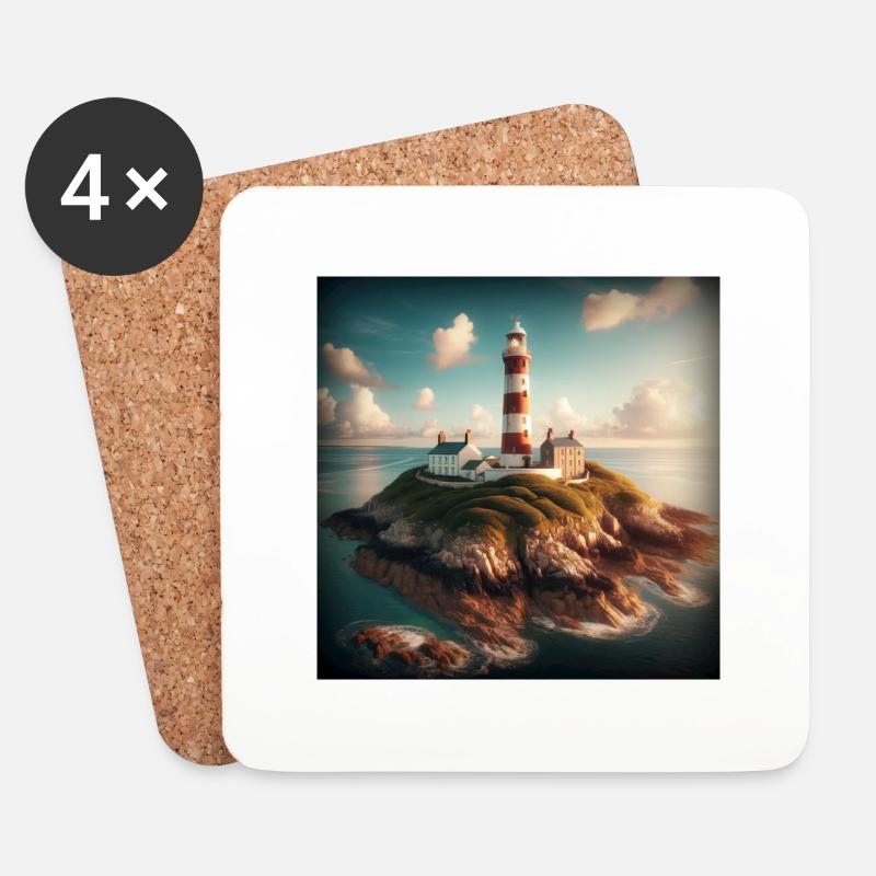 Ein Leuchtturm auf einer abgelegenen Insel - Untersetzer (4er-Set) - Weiß