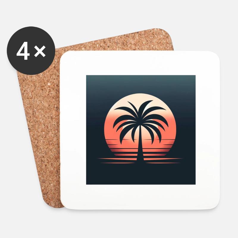 Palm tree - Coasters (set of 4) - white