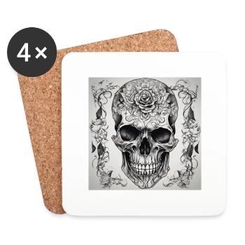 Skull with rose - Untersetzer (4er-Set) - Weiß - Vorne