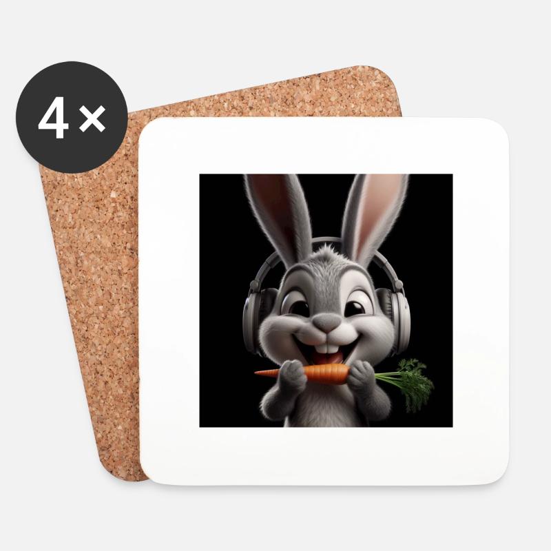 Musik Hase 2 - Untersetzer (4er-Set) - Weiß