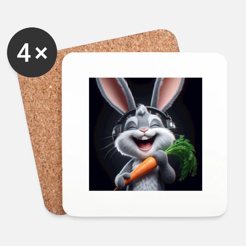 Musik Hase - Untersetzer (4er-Set) - Weiß