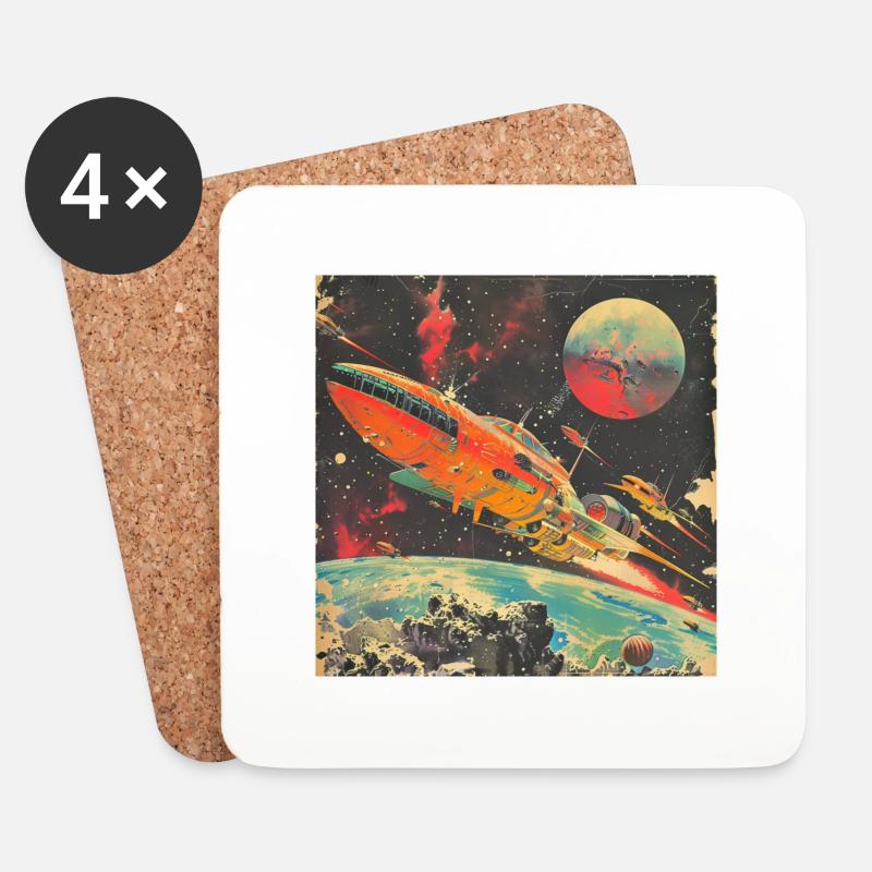 Spaceship - Untersetzer (4er-Set) - Weiß