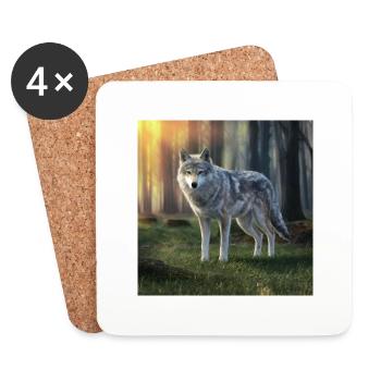 Wilder Wolf - Untersetzer (4er-Set) - Weiß - Vorne