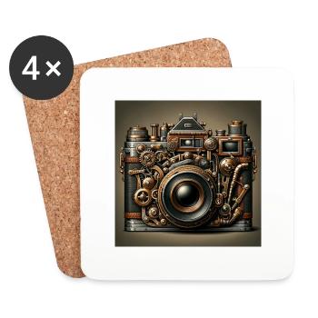 Steampunk Kamera - Untersetzer (4er-Set) - Weiß - Vorne