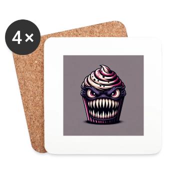 Cupcake en colère - Dessous de verre (lot de 4) - blanc - Devant