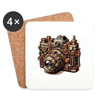 Steampunk Kamera 2 - Untersetzer (4er-Set) - Weiß - Vorne