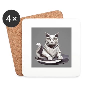 Chat - Dessous de verre (lot de 4) - blanc - Devant