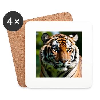 Tiger Motiv, Tigerblick - Untersetzer (4er-Set) - Weiß - Vorne