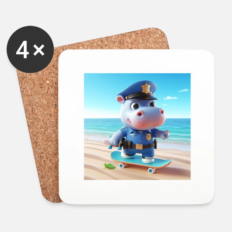 Officer Nili am Strand - Untersetzer (4er-Set) - Weiß