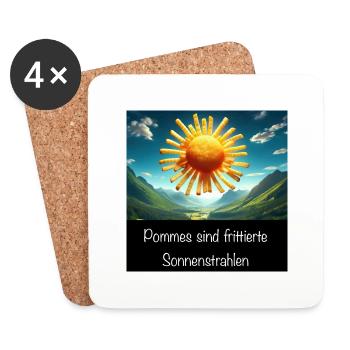 Pommes sind frittierte Sonnenstrahlen - Spruch - Untersetzer (4er-Set) - Weiß - Vorne