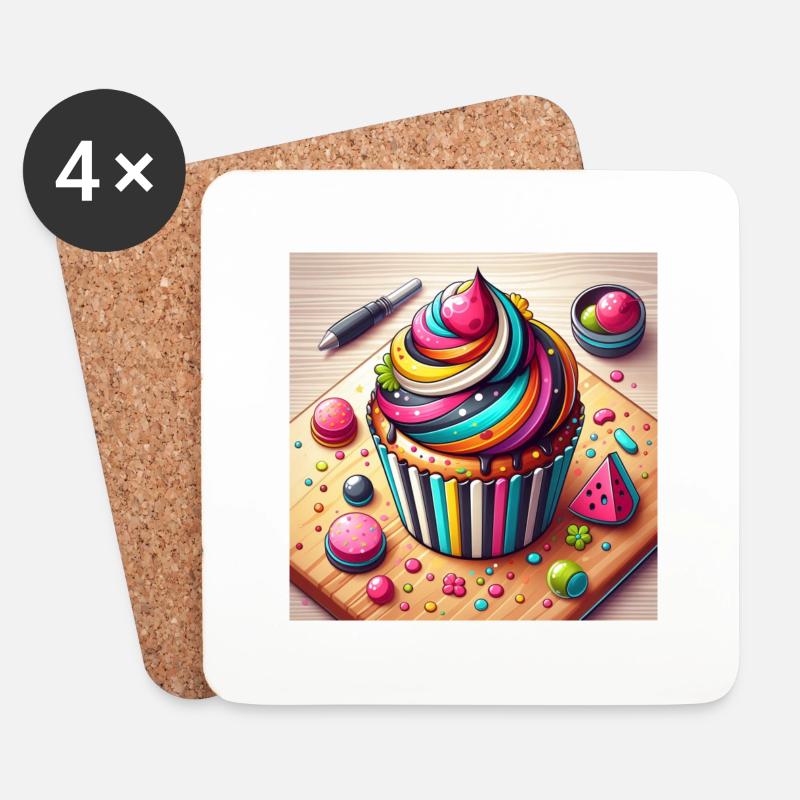 Cupcake Nr.7 - Untersetzer (4er-Set) - Weiß