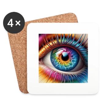 Buntes Auge Nr 1 - Untersetzer (4er-Set) - Weiß - Vorne