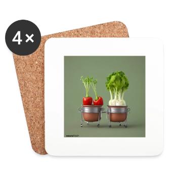 Vegetables in Pot Animation 1709911973 - Untersetzer (4er-Set) - Weiß - Vorne