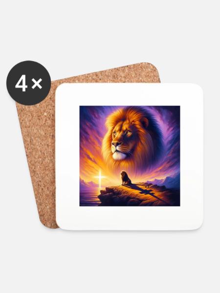 Mighty Lion of Judah 2 - Coasters (set of 4) - white