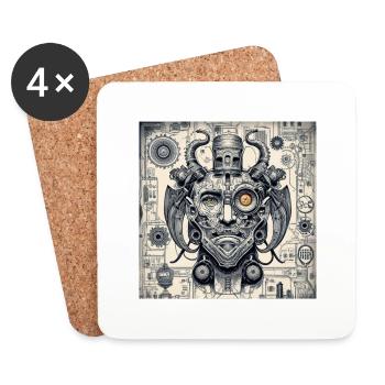 demon Style cyborg steampunk cyberpunk - Dessous de verre (lot de 4) - blanc - Devant