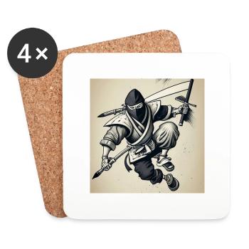 Ein Ninja mit schwarz-weißem Bleistift - Untersetzer (4er-Set) - Weiß - Vorne
