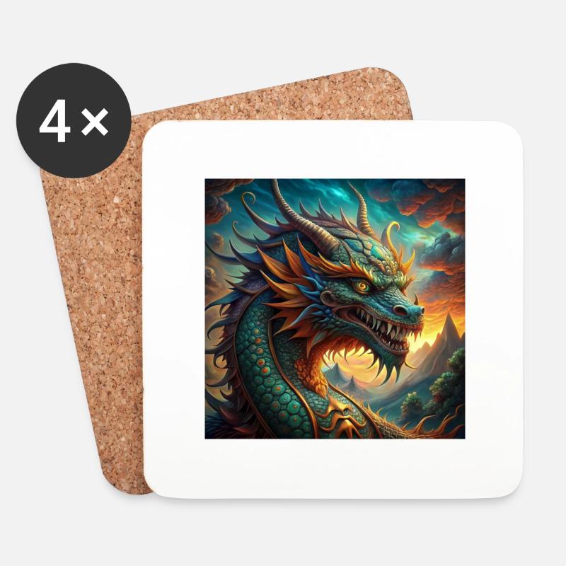 dragon - Untersetzer (4er-Set) - Weiß