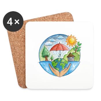 Climate protection - Coasters (set of 4) - white - Front