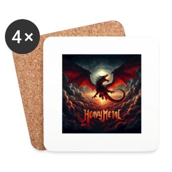 Dragon de métal lourd - Dessous de verre (lot de 4) - blanc - Devant