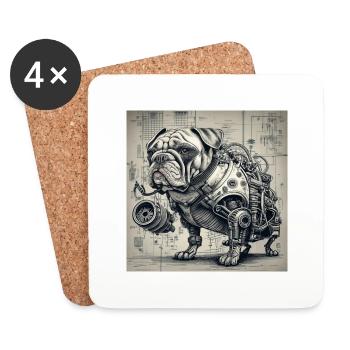 dog Style cyborg steampunk cyberpunk biomec - Dessous de verre (lot de 4) - blanc - Devant