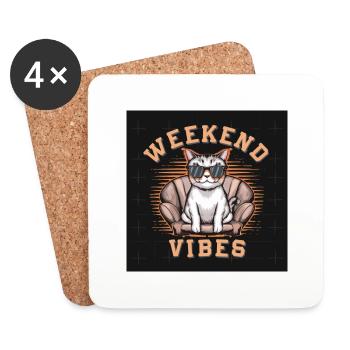 Coole Katzen-Vibes - Untersetzer (4er-Set) - Weiß - Vorne