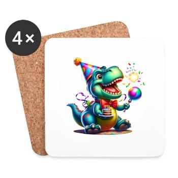 Dino de fête - Dessous de verre (lot de 4) - blanc - Devant