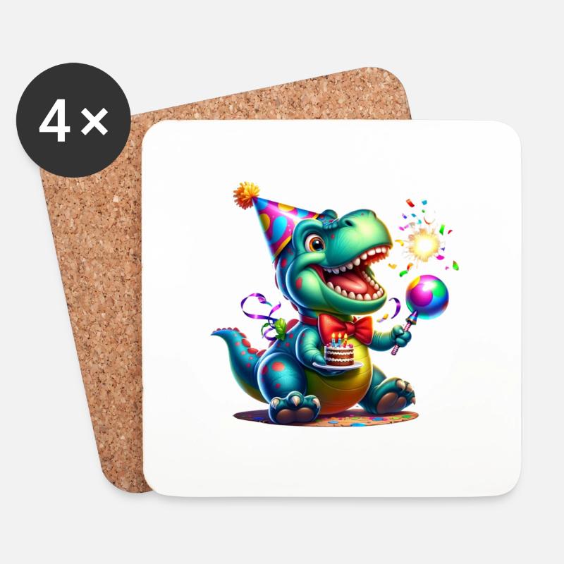 Party Dino - Untersetzer (4er-Set) - Weiß