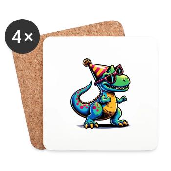 Dino de fête - Dessous de verre (lot de 4) - blanc - Devant