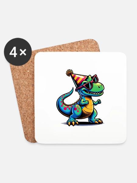 Party Dino - Coasters (set of 4) - white