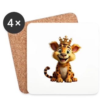 Roi des tout-petits - Bébé Lion Couronné - Dessous de verre (lot de 4) - blanc - Devant