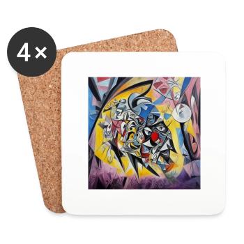 abstrakt surreales Design, direkt vom Künstler - Untersetzer (4er-Set) - Weiß - Vorne