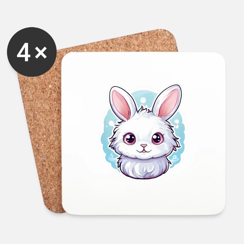 süßer Osterhase - Untersetzer (4er-Set) - Weiß