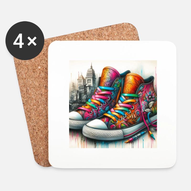 Sneaker Nr.05 - Untersetzer (4er-Set) - Weiß