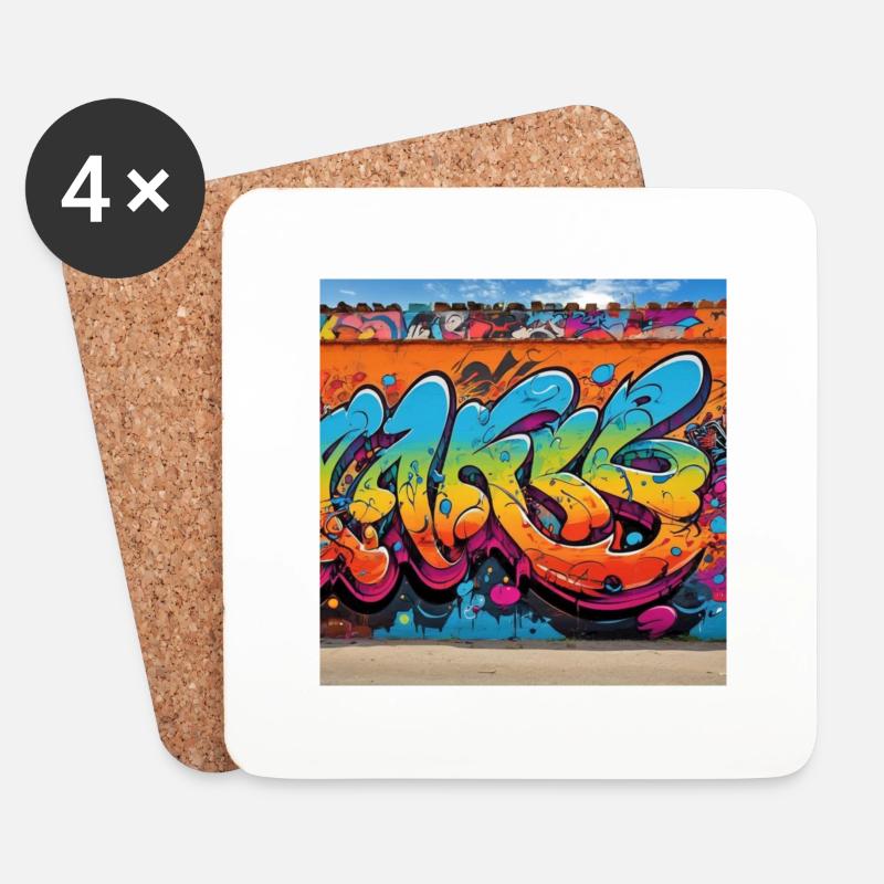 Graffiti - Untersetzer (4er-Set) - Weiß