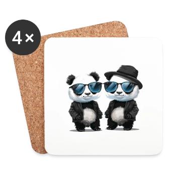 Pandas - Dessous de verre (lot de 4) - blanc - Devant
