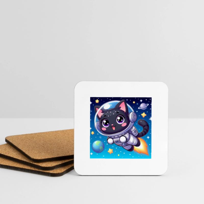 Chat mignon de l’espace avec jetpack dans l’espace Dessous de verre (lot de 4)