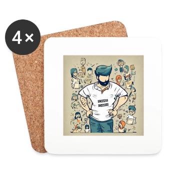 Gain automatique - Succès - Dessous de verre (lot de 4) - blanc - Devant