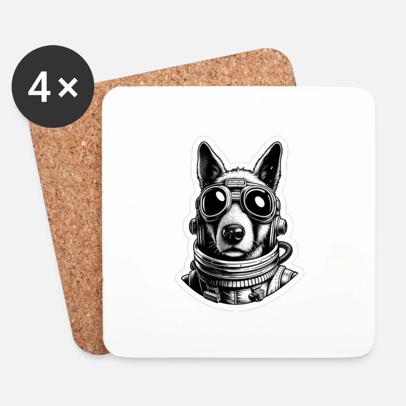 Weltraum-Hund - Untersetzer (4er-Set) - Weiß